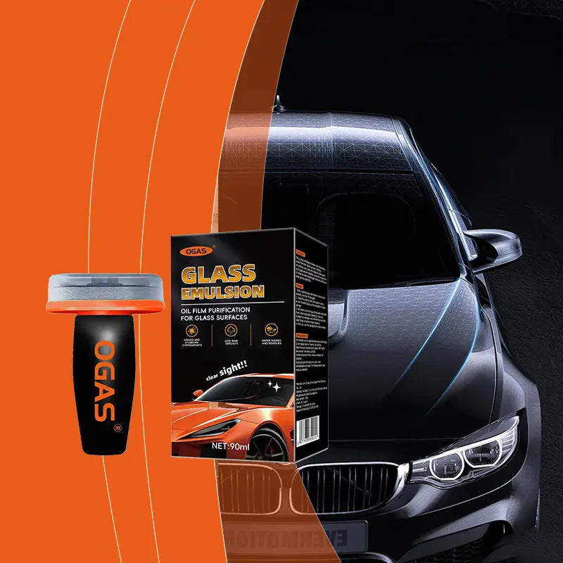 Wipe & Wipeghss Transhcen-Windshield Oil Film Eraser Wand - All-In-One Pro Kit with Glass Cleaning Emulsion Formula and Sponge - the Ultimate Streak-Free Solution to Prep for Rain Repellents Remover Brush Polish Shine