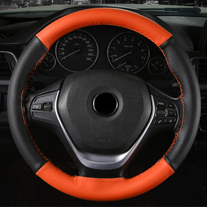DIY Soft Fiber Leather Car Steering Wheel Cover 38Cm Steering Wheel Cover with Needles and Thread Auto Interior Accessories