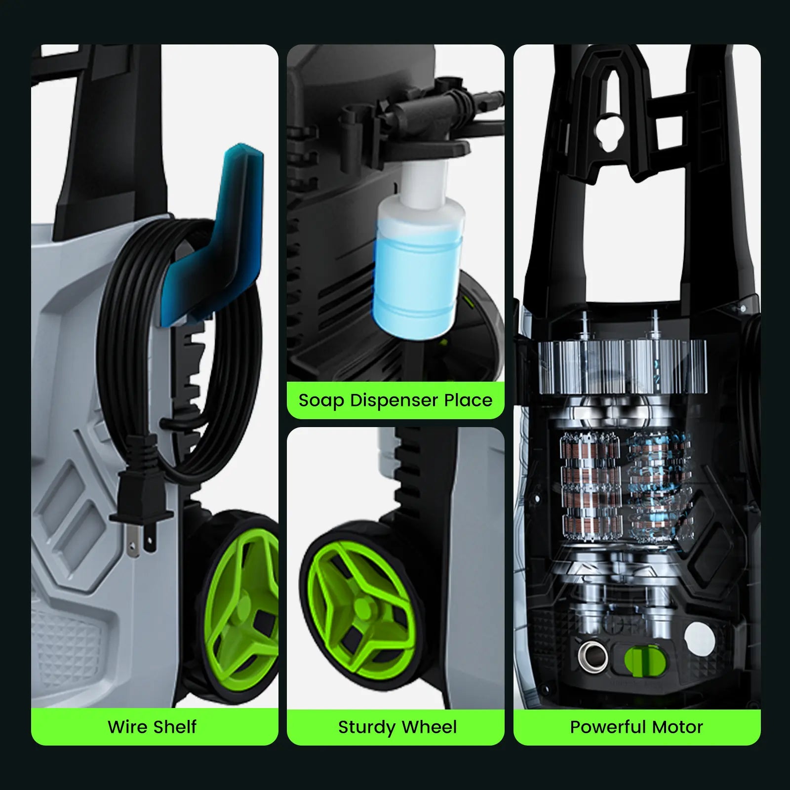 2.6 GPM 2600PSI Electric Pressure Washer with Foam Cannon for Cleaning Cars , Driveways, Decks, Fences, Patios & Outdoor Cleaning, 3 Wand Lengths 1600W Portable Pressure Cleaner Fathersdaygift