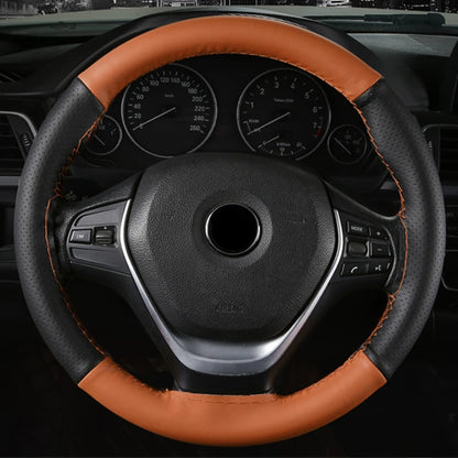 DIY Soft Fiber Leather Car Steering Wheel Cover 38Cm Steering Wheel Cover with Needles and Thread Auto Interior Accessories