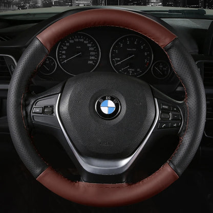DIY Soft Fiber Leather Car Steering Wheel Cover 38Cm Steering Wheel Cover with Needles and Thread Auto Interior Accessories