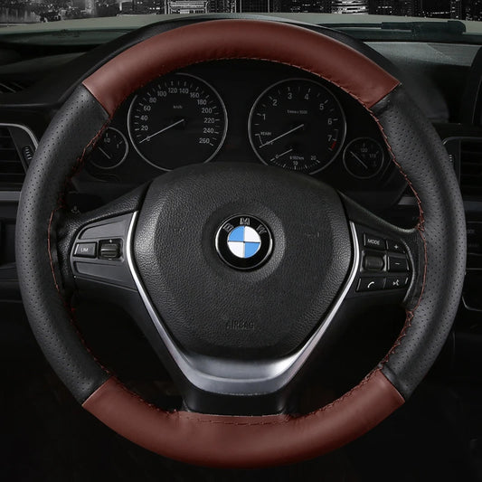 DIY Soft Fiber Leather Car Steering Wheel Cover 38Cm Steering Wheel Cover with Needles and Thread Auto Interior Accessories