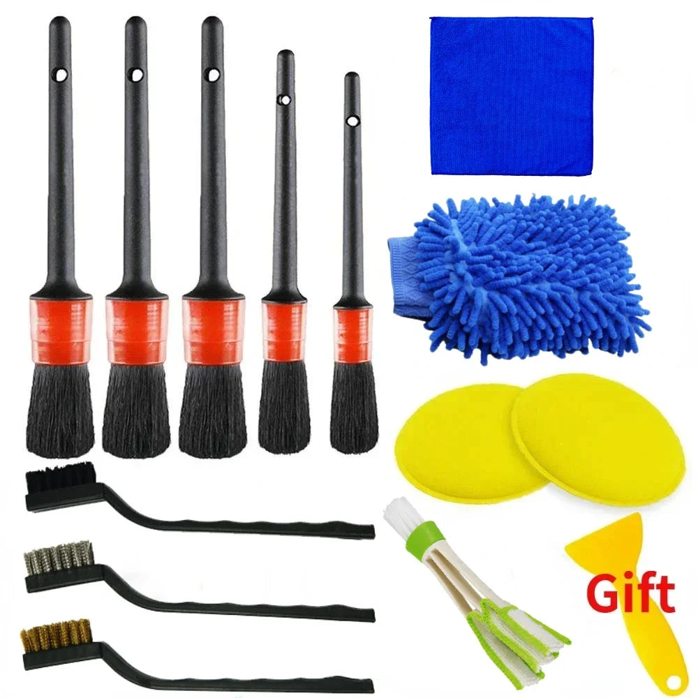 Auto Interior Detailing Kit - Drill Scrubber & Detailing Brush Set with AC Vents Polisher Microfiber Towels for Car Cleaning