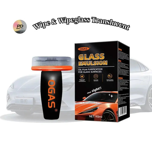 Wipe & Wipeghss Transhcen-Windshield Oil Film Eraser Wand - All-In-One Pro Kit with Glass Cleaning Emulsion Formula and Sponge - the Ultimate Streak-Free Solution to Prep for Rain Repellents Remover Brush Polish Shine