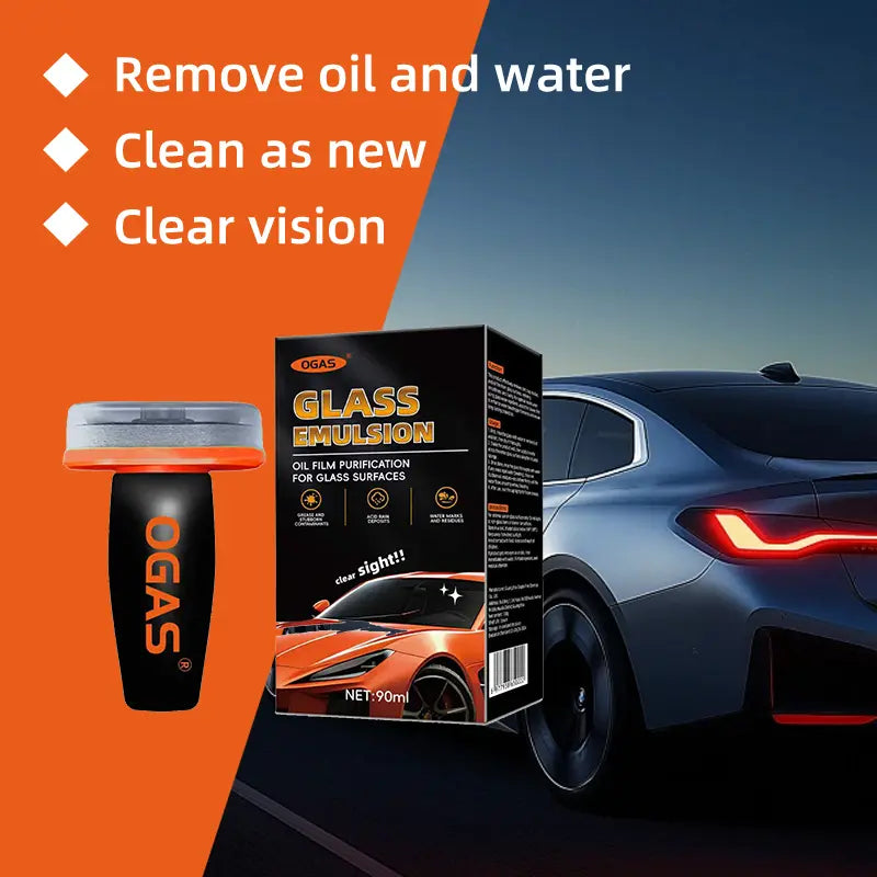 Wipe & Wipeghss Transhcen-Windshield Oil Film Eraser Wand - All-In-One Pro Kit with Glass Cleaning Emulsion Formula and Sponge - the Ultimate Streak-Free Solution to Prep for Rain Repellents Remover Brush Polish Shine