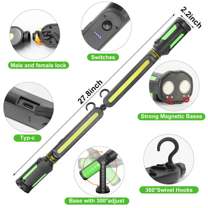 【Fathersdaygift】Linkax Rechargeable 2400LM USB Work Light Bar for Mechanics, 4400Mah Battery, Hooks & Magnetic Attachment, LED Car Lights, Vehicle Accessories for Car & Garage Repair Tools, Tools and Gadgets, Car Accessories
