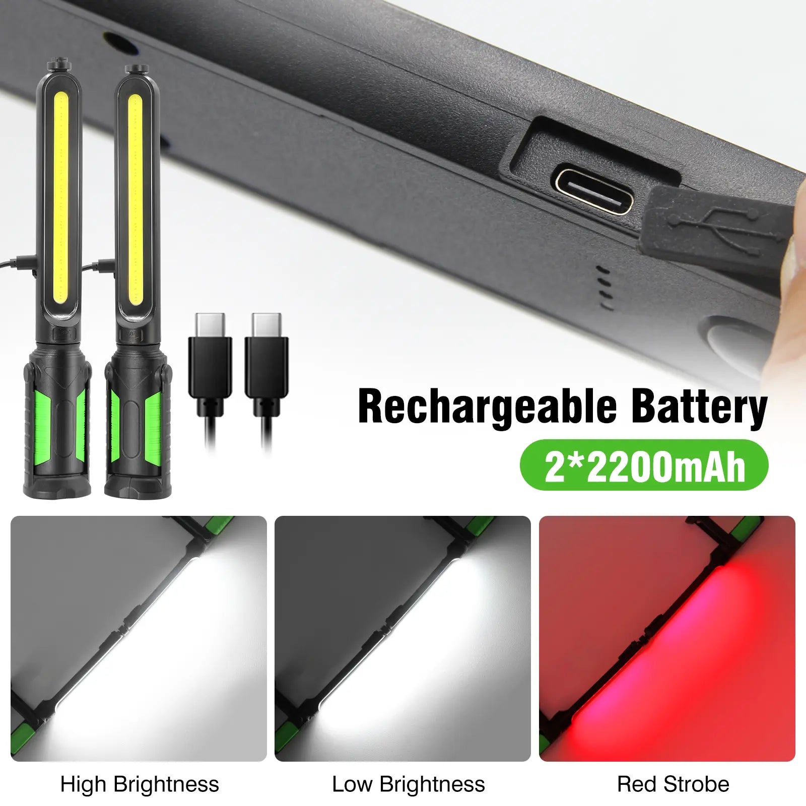 【Fathersdaygift】Linkax Rechargeable 2400LM USB Work Light Bar for Mechanics, 4400Mah Battery, Hooks & Magnetic Attachment, LED Car Lights, Vehicle Accessories for Car & Garage Repair Tools, Tools and Gadgets, Car Accessories