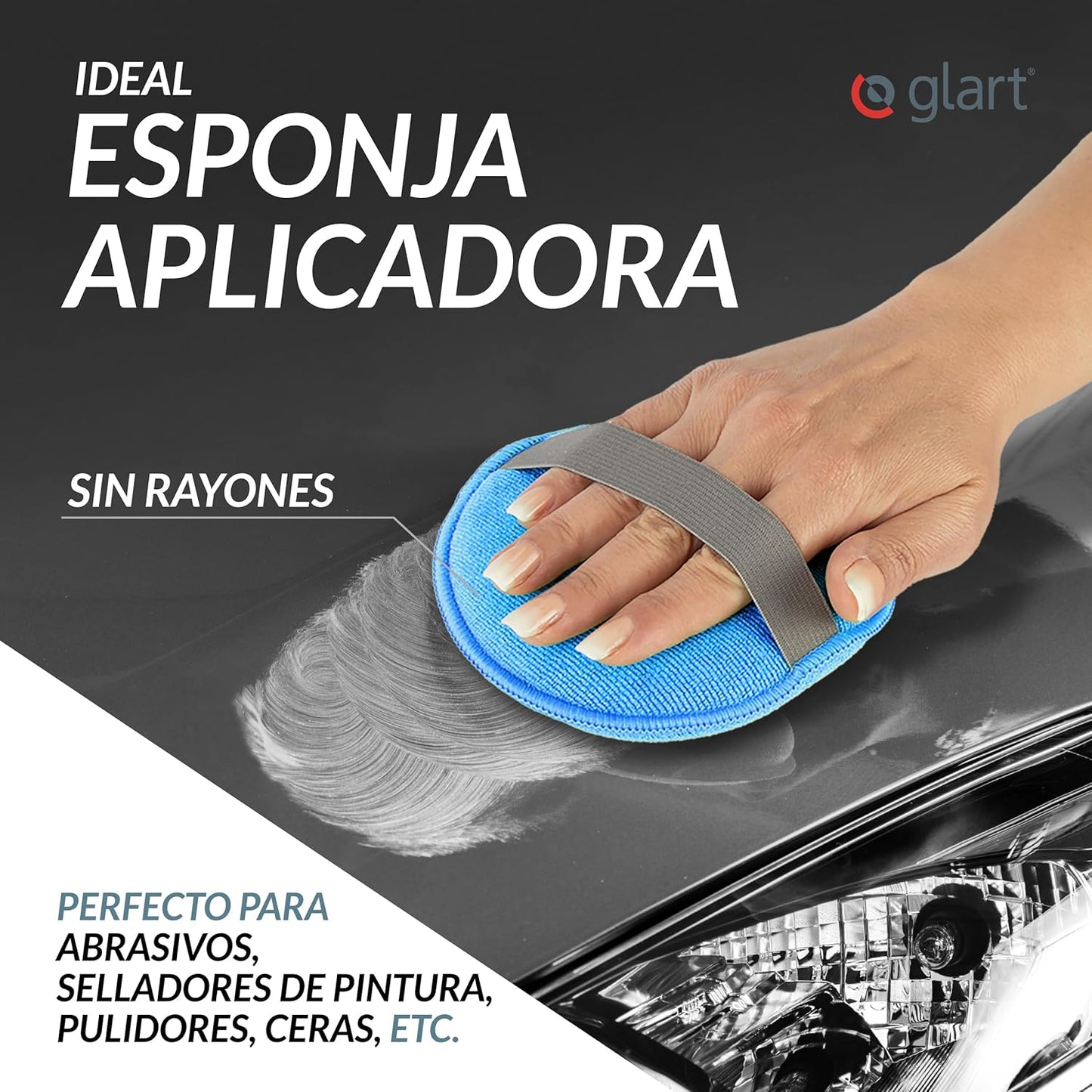43PP Set De 3 Esponjas De Pulido Para Coche En Microfibra, 130X25Mm - Aplicador De Cera Ideal Para Lacas, Limpiadores De Pintura, Autopulido Y Sellado De Lacas.