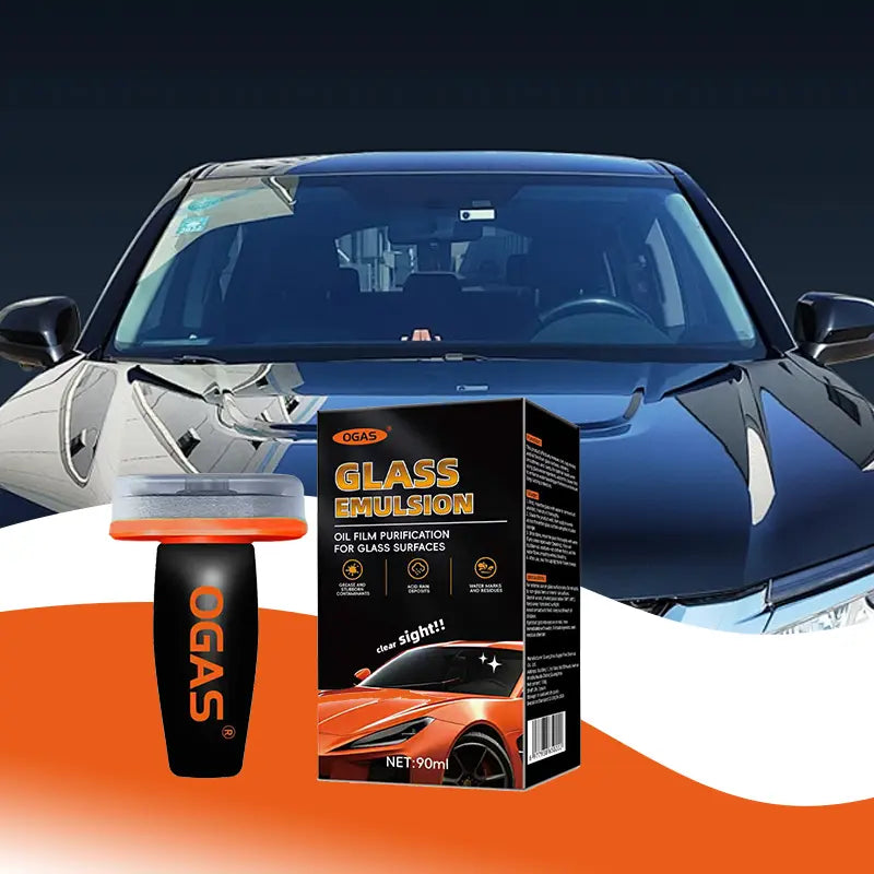 Wipe & Wipeghss Transhcen-Windshield Oil Film Eraser Wand - All-In-One Pro Kit with Glass Cleaning Emulsion Formula and Sponge - the Ultimate Streak-Free Solution to Prep for Rain Repellents Remover Brush Polish Shine