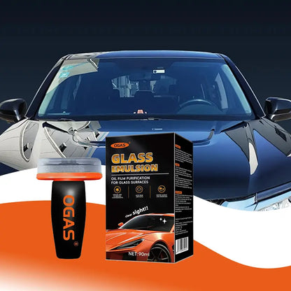 Wipe & Wipeghss Transhcen-Windshield Oil Film Eraser Wand - All-In-One Pro Kit with Glass Cleaning Emulsion Formula and Sponge - the Ultimate Streak-Free Solution to Prep for Rain Repellents Remover Brush Polish Shine