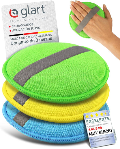 43PP Set De 3 Esponjas De Pulido Para Coche En Microfibra, 130X25Mm - Aplicador De Cera Ideal Para Lacas, Limpiadores De Pintura, Autopulido Y Sellado De Lacas.