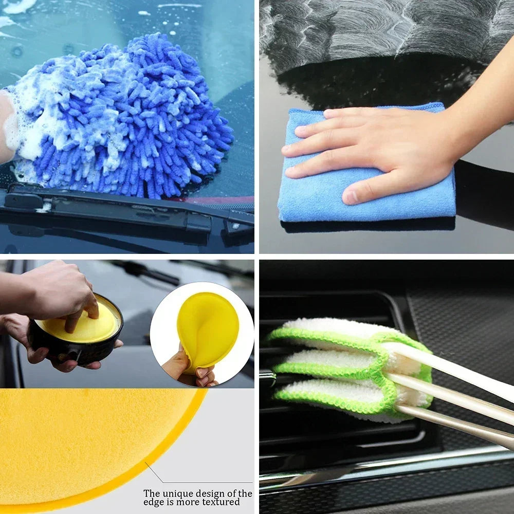 Auto Interior Detailing Kit - Drill Scrubber & Detailing Brush Set with AC Vents Polisher Microfiber Towels for Car Cleaning