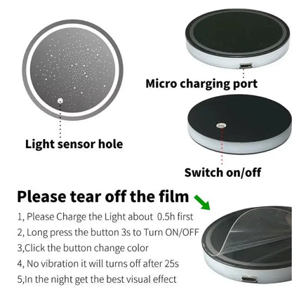 1PCS/2PCS/4PCS LED Cup Holder Lights for Car, Rechargeable 7 Color-Changing Light up Cup Holder Insert Coasters, Car Accessories for Teens