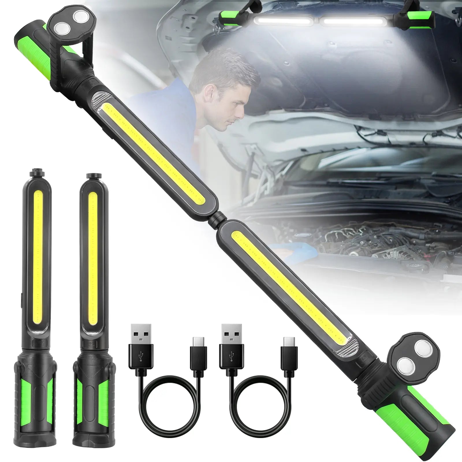 【Fathersdaygift】Linkax Rechargeable 2400LM USB Work Light Bar for Mechanics, 4400Mah Battery, Hooks & Magnetic Attachment, LED Car Lights, Vehicle Accessories for Car & Garage Repair Tools, Tools and Gadgets, Car Accessories