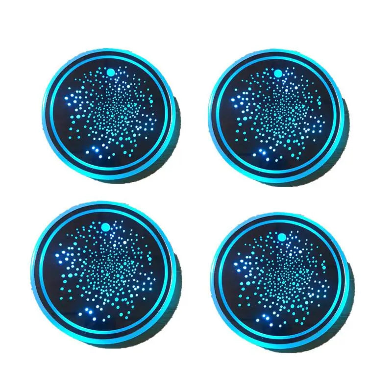 1PCS/2PCS/4PCS LED Cup Holder Lights for Car, Rechargeable 7 Color-Changing Light up Cup Holder Insert Coasters, Car Accessories for Teens