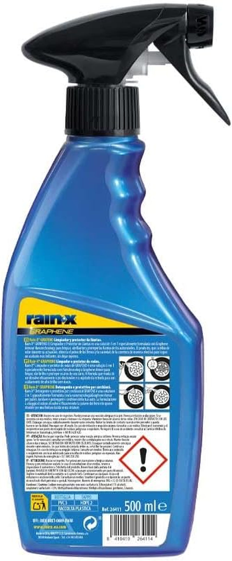 Rain-X Limpiador Y Protector De Grafeno Para Llantas – Brillo Duradero Y Escudo Antisuciedad – Fórmula Con Cambio De Color – Apto Para Todo Tipo De Llantas – 500 Ml